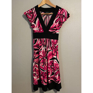 A. Byer Womens Dress Small Pink Floral Babydoll Stretch Fairy Boho Party Y2K